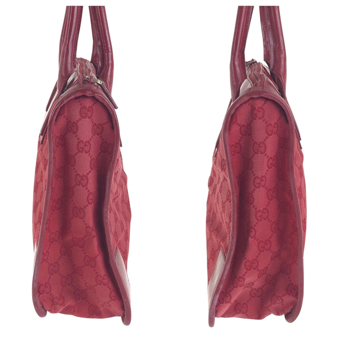 GUCCI Tote Bag GG canvas, enamel Red Gold Metal Tote Bag handbag Women Used Authentic