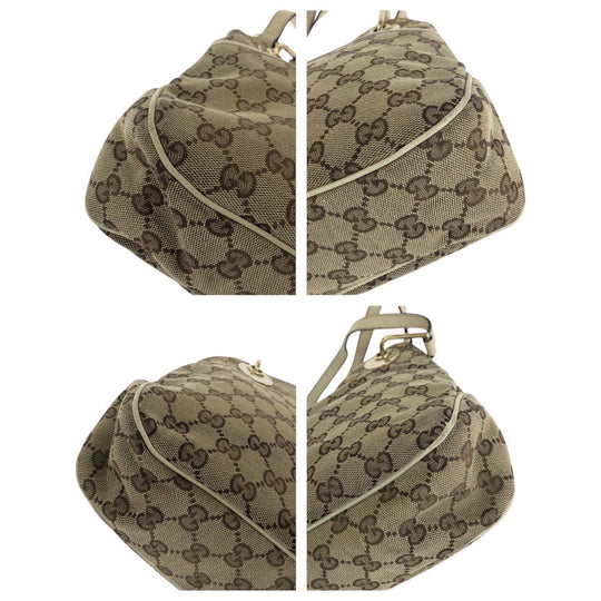 GUCCI Tote Bag 121023 GG canvas, leather Brown White Gold Metal Tote Bag Shoulder Bag Women Used Authentic