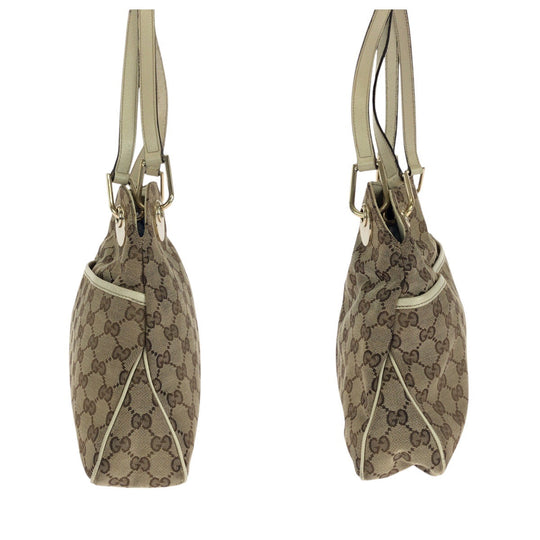 GUCCI Tote Bag 121023 GG canvas, leather Brown White Gold Metal Tote Bag Shoulder Bag Women Used Authentic