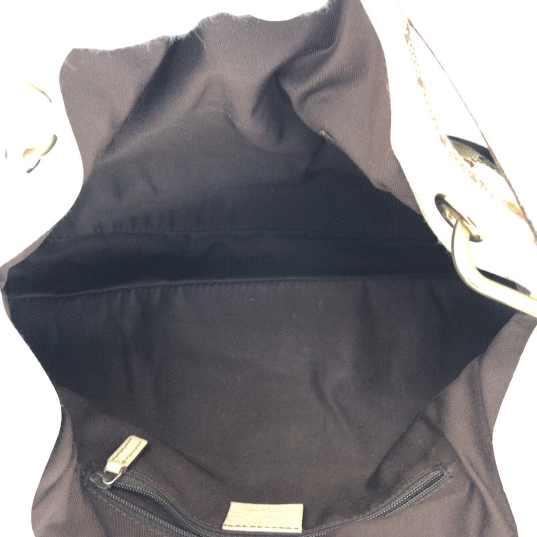 GUCCI Tote Bag 121023 GG canvas, leather Brown White Gold Metal Tote Bag Shoulder Bag Women Used Authentic