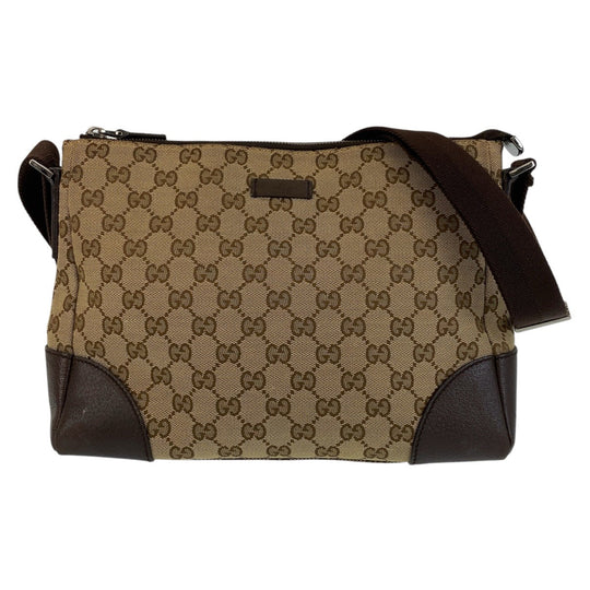 GUCCI Shoulder Bag 114273 GG canvas, leather Brown Crossbody Shoulder Bag Messenger Bag Women Used Authentic