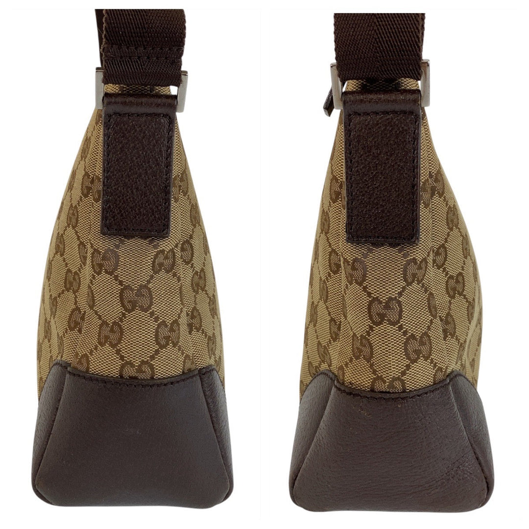 GUCCI Shoulder Bag 114273 GG canvas, leather Brown Crossbody Shoulder Bag Messenger Bag Women Used Authentic