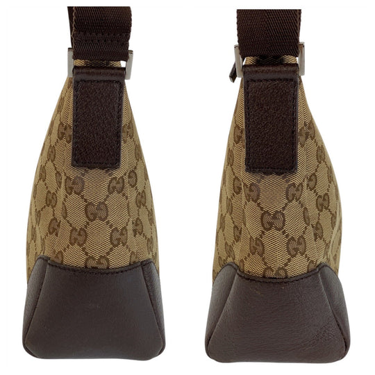 GUCCI Shoulder Bag 114273 GG canvas, leather Brown Crossbody Shoulder Bag Messenger Bag Women Used Authentic