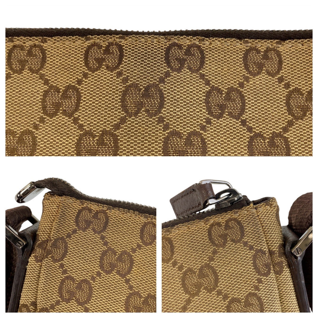 GUCCI Shoulder Bag 114273 GG canvas, leather Brown Crossbody Shoulder Bag Messenger Bag Women Used Authentic