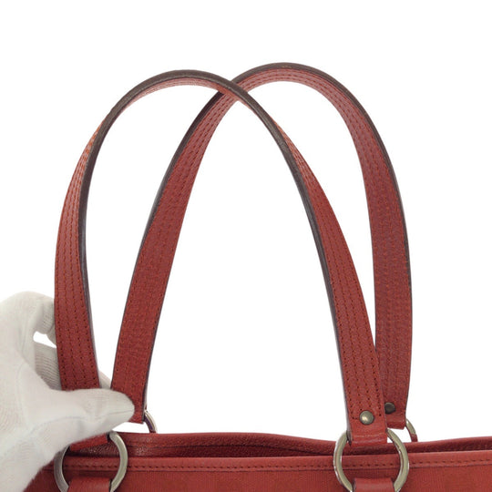 GUCCI Tote Bag 113017 GG canvas, leather Red Silver Metal Tote Bag Shoulder Bag Women Used Authentic