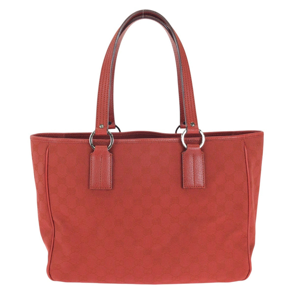 GUCCI Tote Bag 113017 GG canvas, leather Red Silver Metal Tote Bag Shoulder Bag Women Used Authentic