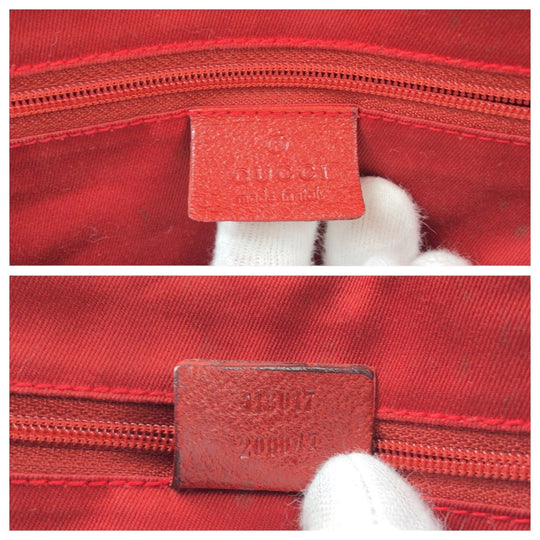 GUCCI Tote Bag 113017 GG canvas, leather Red Silver Metal Tote Bag Shoulder Bag Women Used Authentic