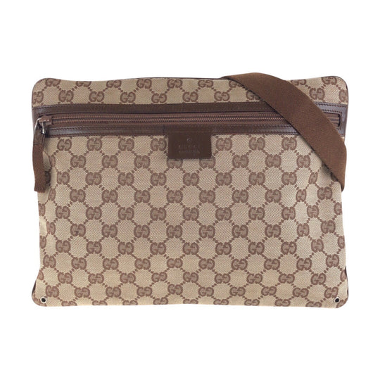 GUCCI Shoulder Bag 90476 GG canvas, leather Beige SilverMetal Crossbody Shoulder Bag Unisex Women Used Authentic