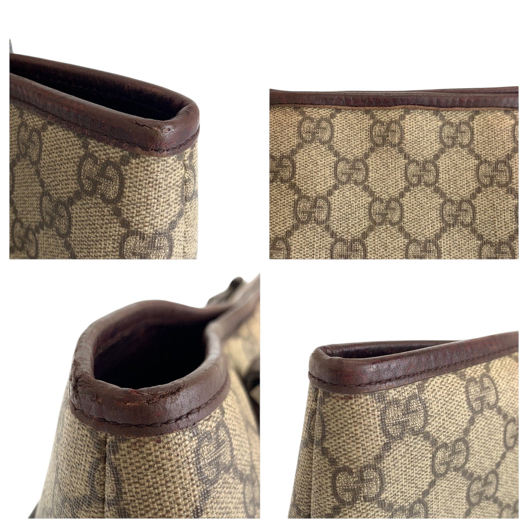 GUCCI Tote Bag 204990 GG Supreme Canvas Brown Beige SilverMetal Tote Bag Shoulder Bag Women Used Authentic