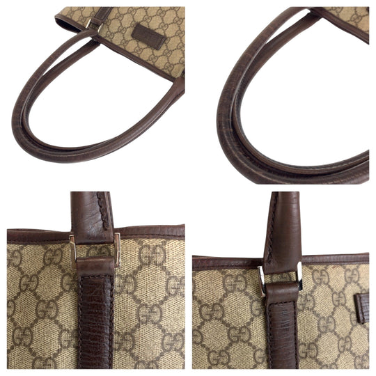 GUCCI Tote Bag 204990 GG Supreme Canvas Brown Beige SilverMetal Tote Bag Shoulder Bag Women Used Authentic
