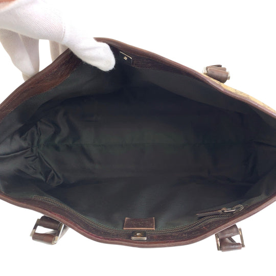 GUCCI Tote Bag 204990 GG Supreme Canvas Brown Beige SilverMetal Tote Bag Shoulder Bag Women Used Authentic
