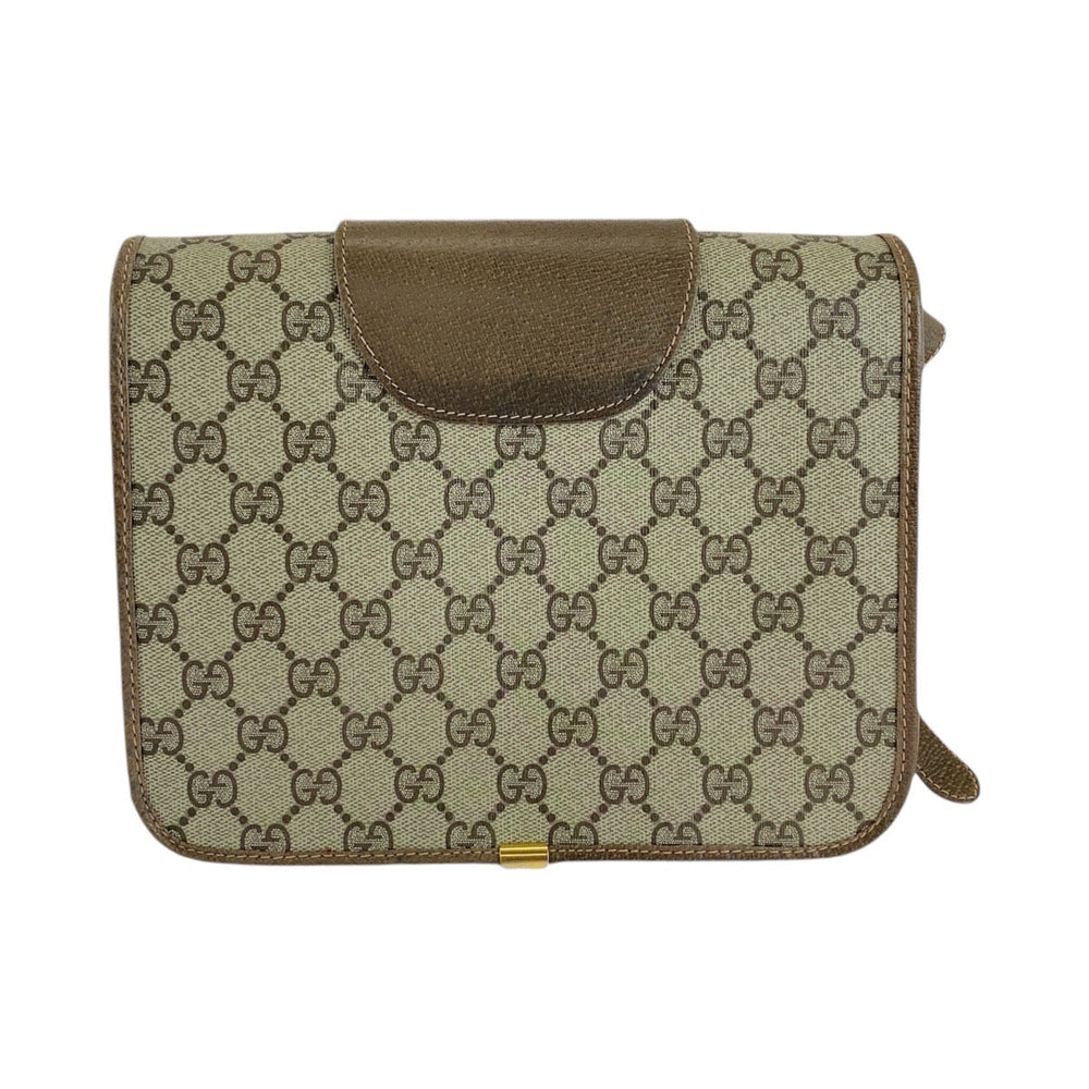 GUCCI Shoulder Bag GG canvas, leather Brown Gold Metal Crossbody Shoulder Bag Old Gucci Women Used Authentic