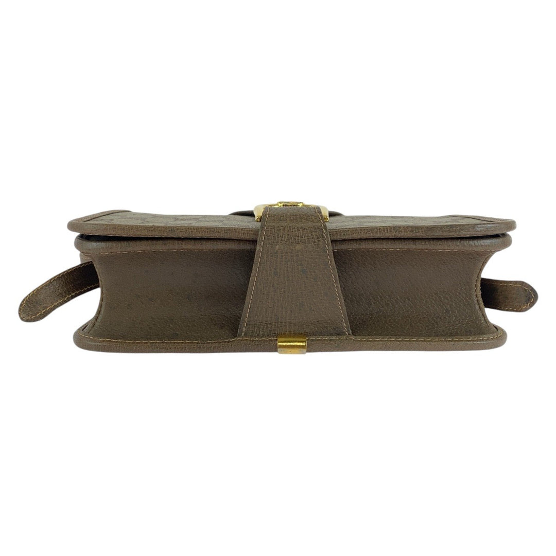 GUCCI Shoulder Bag GG canvas, leather Brown Gold Metal Crossbody Shoulder Bag Old Gucci Women Used Authentic