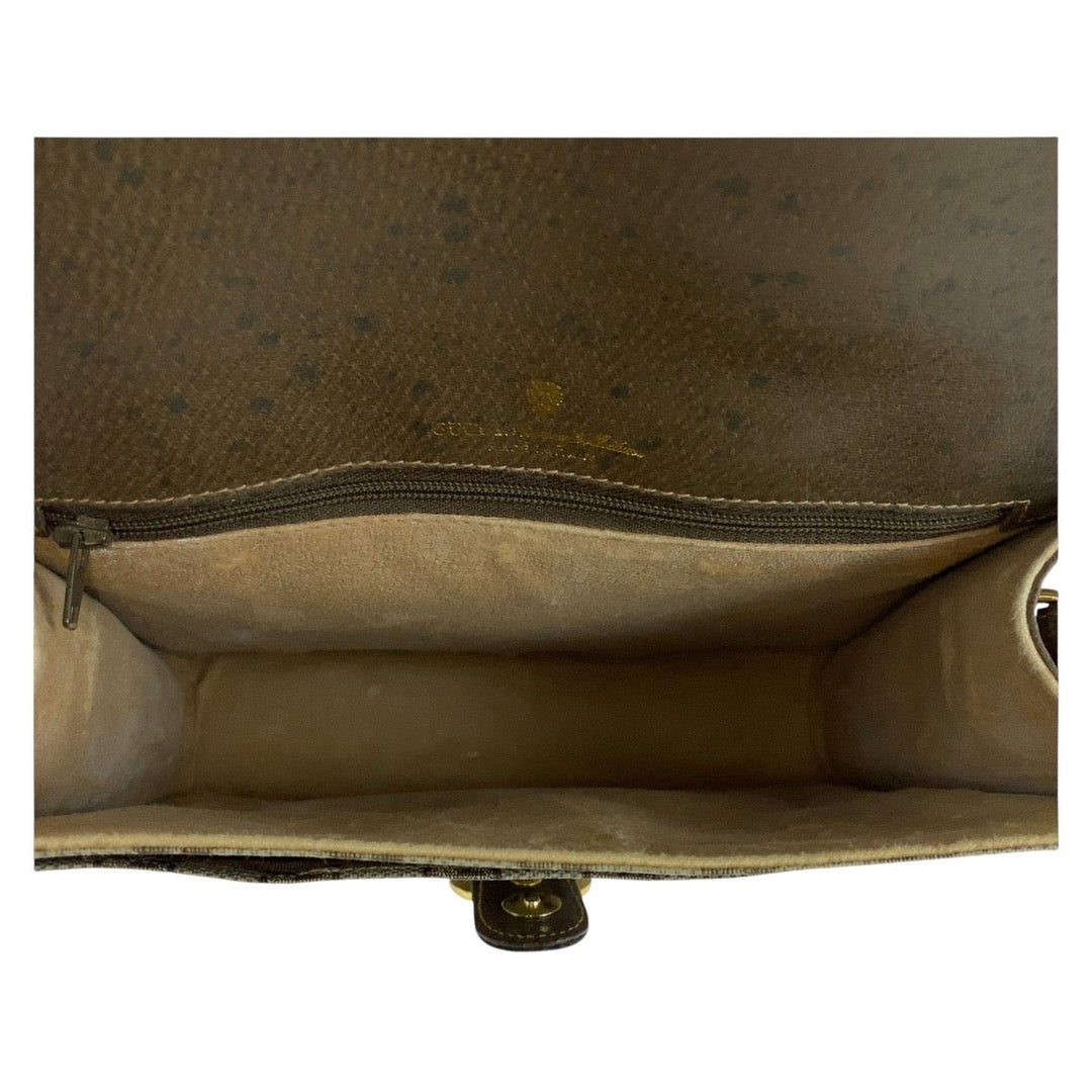 GUCCI Shoulder Bag GG canvas, leather Brown Gold Metal Crossbody Shoulder Bag Old Gucci Women Used Authentic
