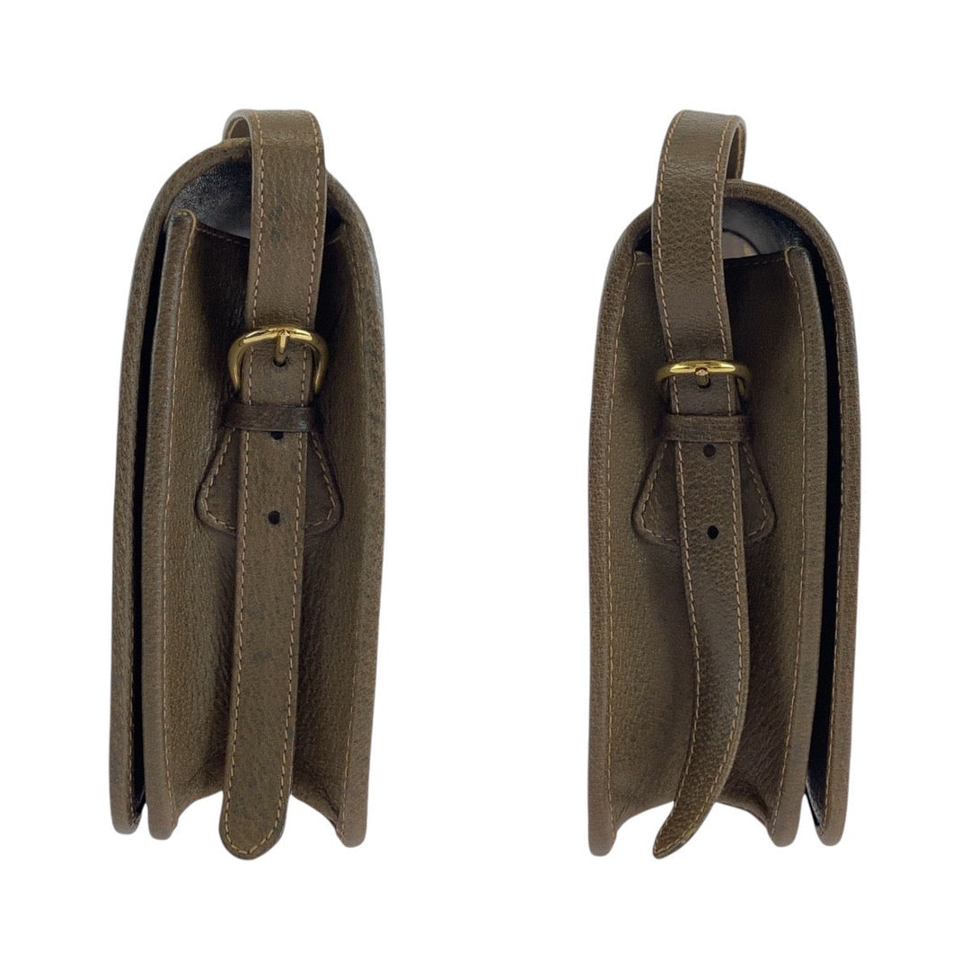 GUCCI Shoulder Bag GG canvas, leather Brown Gold Metal Crossbody Shoulder Bag Old Gucci Women Used Authentic