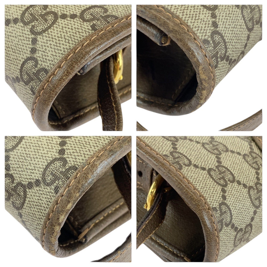 GUCCI Shoulder Bag GG canvas, leather Brown Gold Metal Crossbody Shoulder Bag Old Gucci Women Used Authentic