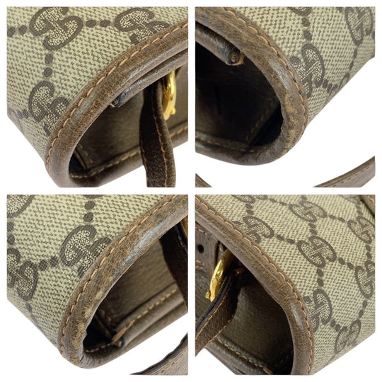 GUCCI Shoulder Bag GG canvas, leather Brown Gold Metal Crossbody Shoulder Bag Old Gucci Women Used Authentic