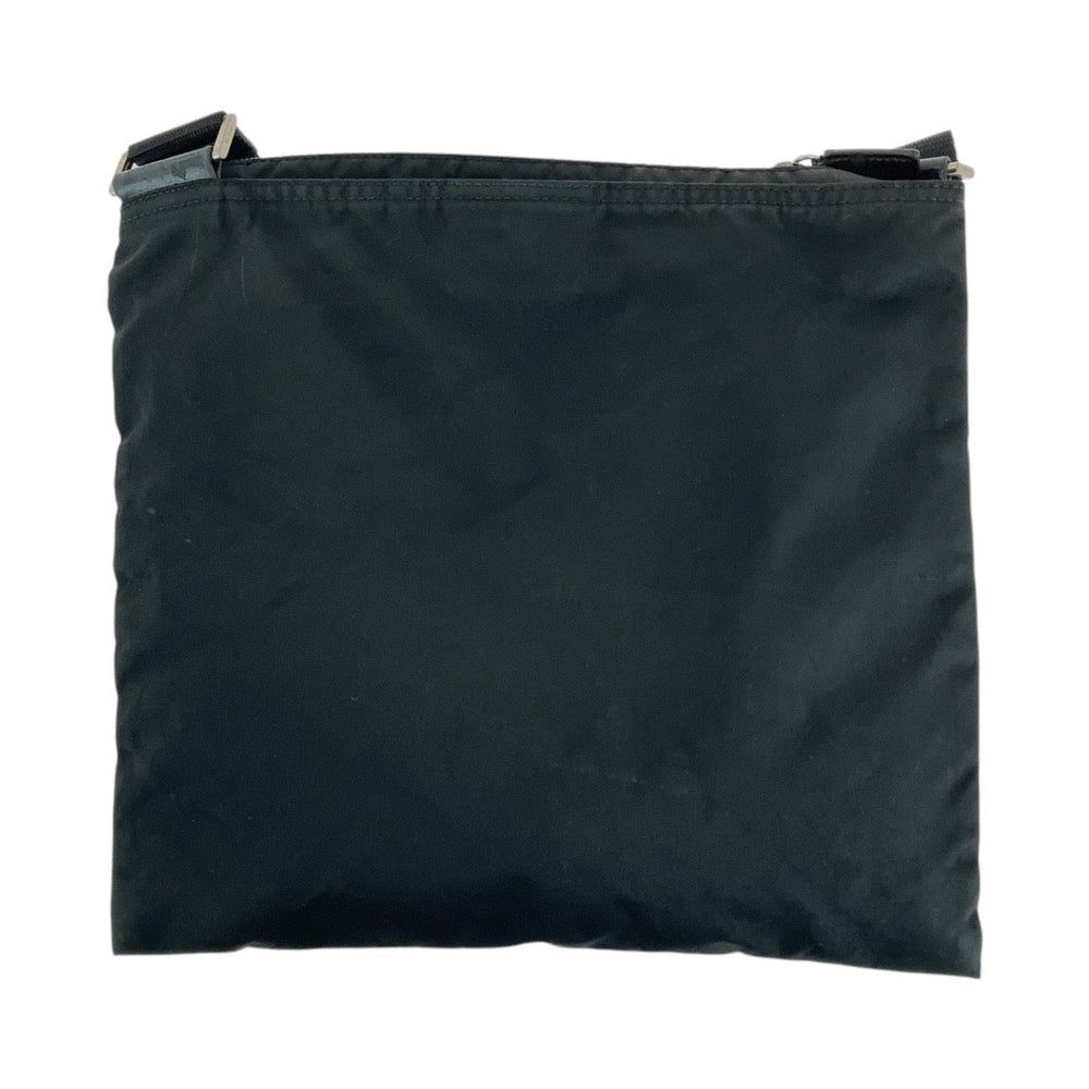 PRADA Shoulder Bag Nylon Black SilverMetal Shoulder Bag pochette Test Triangle With logo Women Used Authentic