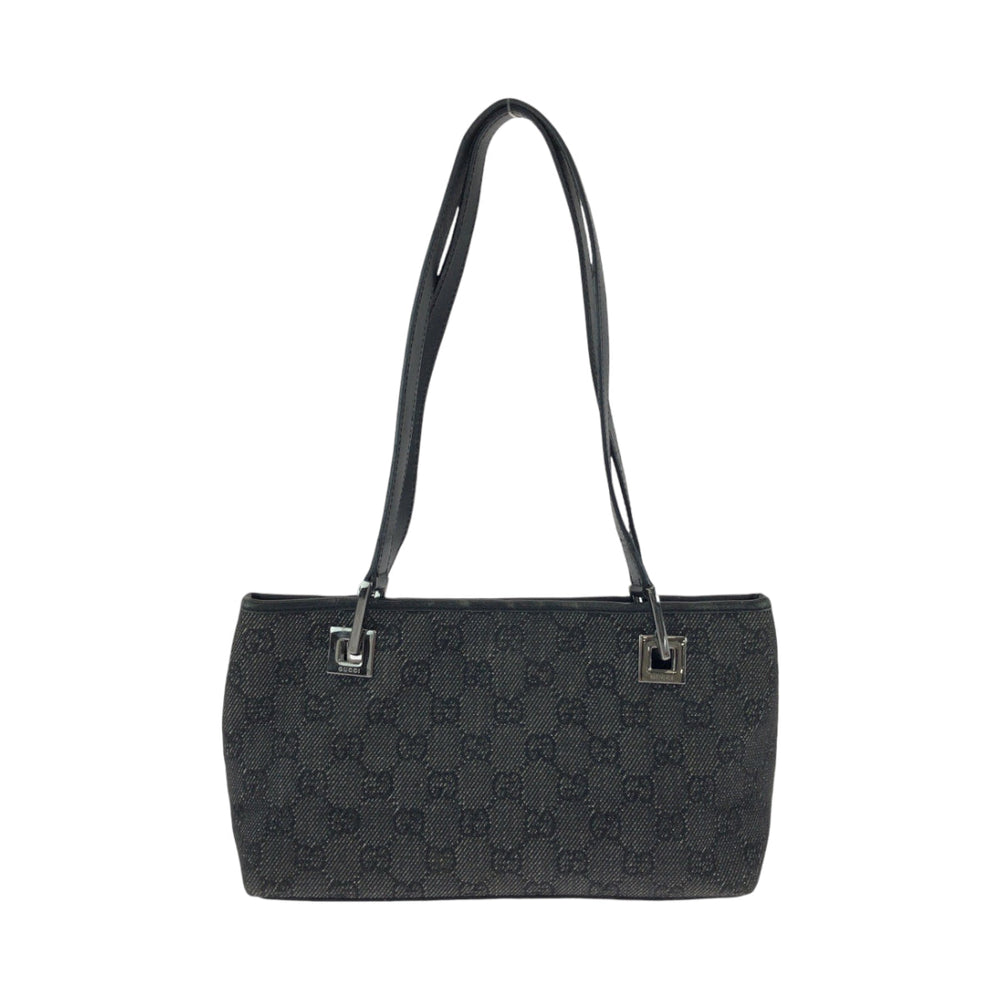 GUCCI Tote Bag 36172 GG canvas BlackSilverMetal Tote Bag Shoulder Bag Women Used Authentic