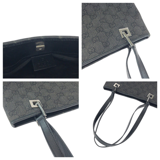 GUCCI Tote Bag 36172 GG canvas BlackSilverMetal Tote Bag Shoulder Bag Women Used Authentic