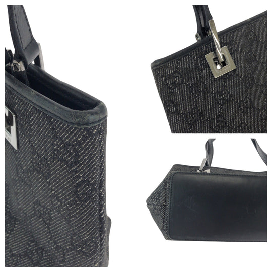 GUCCI Tote Bag 36172 GG canvas BlackSilverMetal Tote Bag Shoulder Bag Women Used Authentic