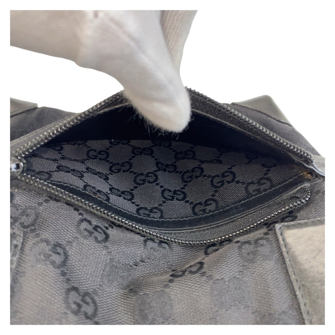 GUCCI Tote Bag 28893 GG canvas, leather black Tote Bag Shoulder Bag Women Used Authentic
