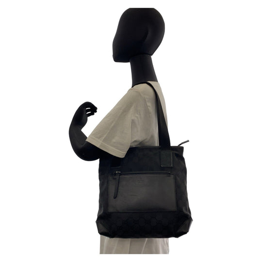 GUCCI Tote Bag 28893 GG canvas, leather black Tote Bag Shoulder Bag Women Used Authentic