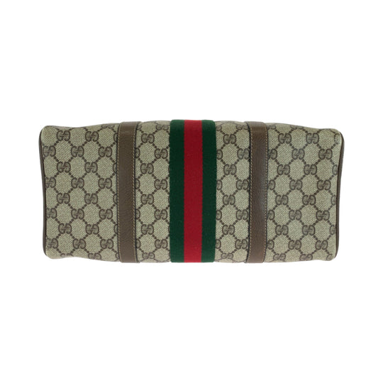 GUCCI Boston Duffel bag 24 02 007 GG Supreme Canvas Brown Beige Gold Metal Boston Duffel bag Handbag Old Gucci Shelly Line Women Used Authentic