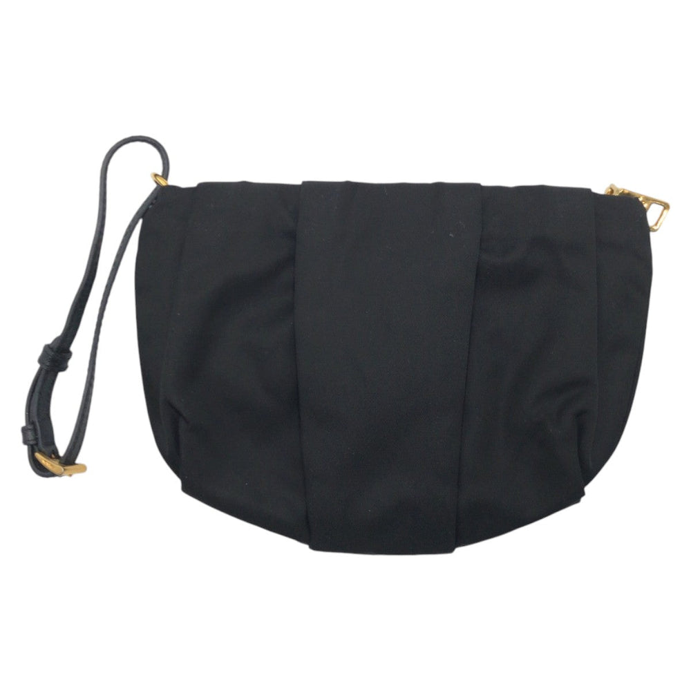 PRADA Clutch bag 1N1422 Nylon Black GoldMetal Clutch bag wristlet pouch Fiocco Women Used Authentic