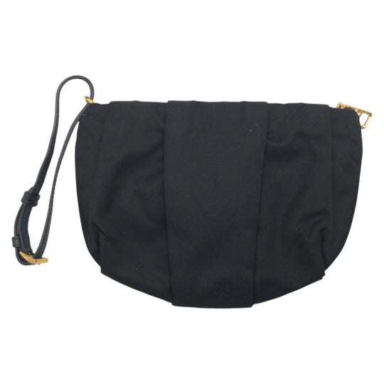 PRADA Clutch bag 1N1422 Nylon Black GoldMetal Clutch bag wristlet pouch Fiocco Women Used Authentic