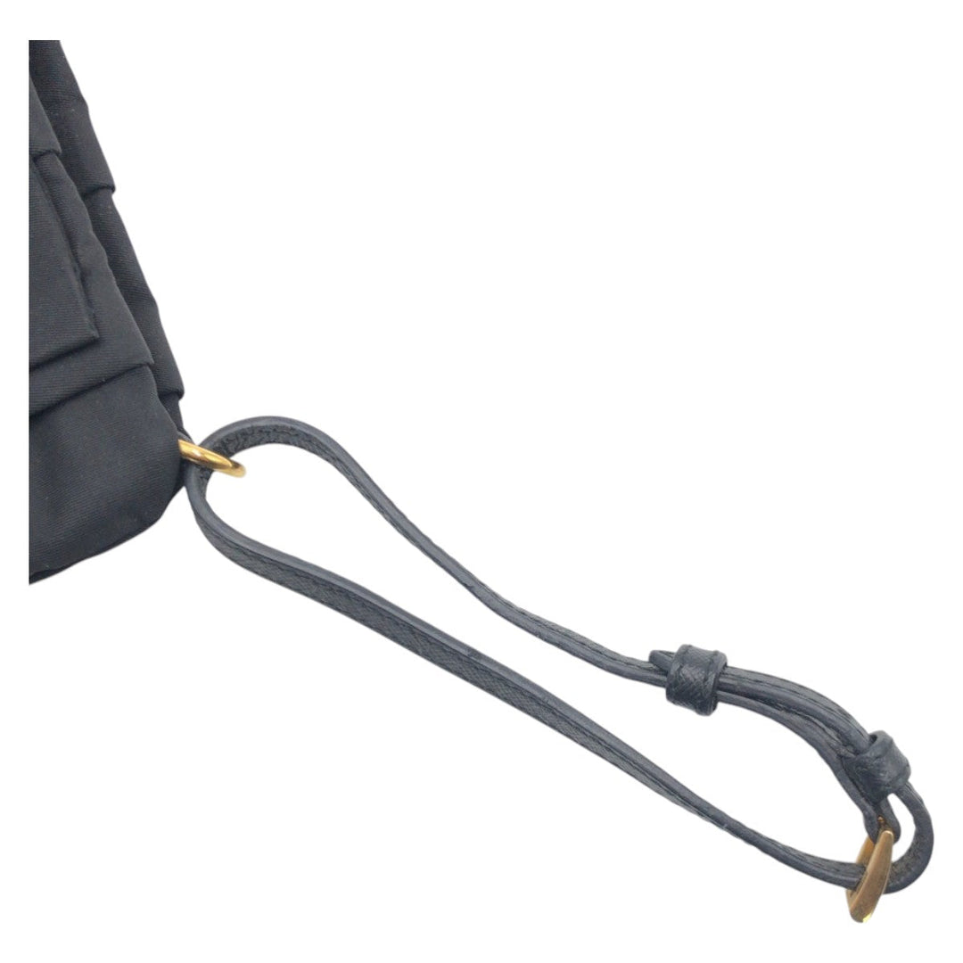 PRADA Clutch bag 1N1422 Nylon Black GoldMetal Clutch bag wristlet pouch Fiocco Women Used Authentic