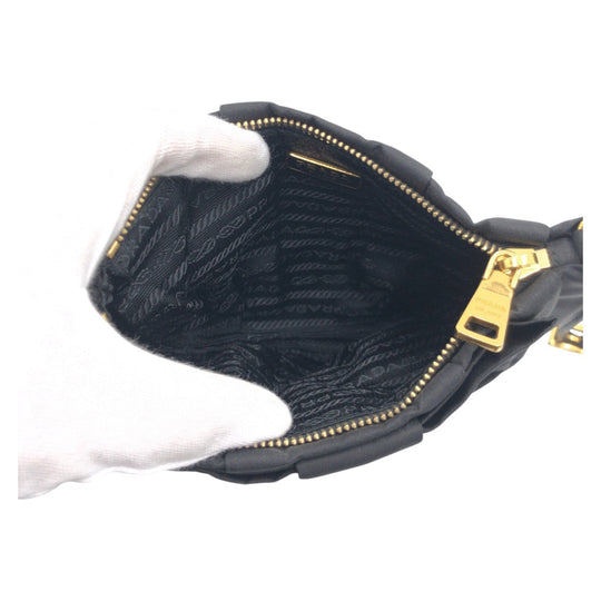 PRADA Clutch bag 1N1422 Nylon Black GoldMetal Clutch bag wristlet pouch Fiocco Women Used Authentic
