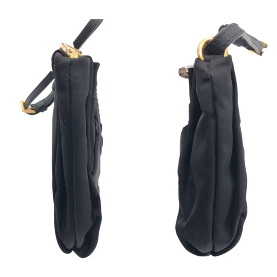 PRADA Clutch bag 1N1422 Nylon Black GoldMetal Clutch bag wristlet pouch Fiocco Women Used Authentic