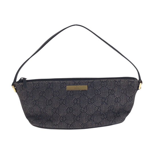 GUCCI Handbag 7198 GG canvas, leather Black GoldMetal Handbag accessory pouch Women Used Authentic