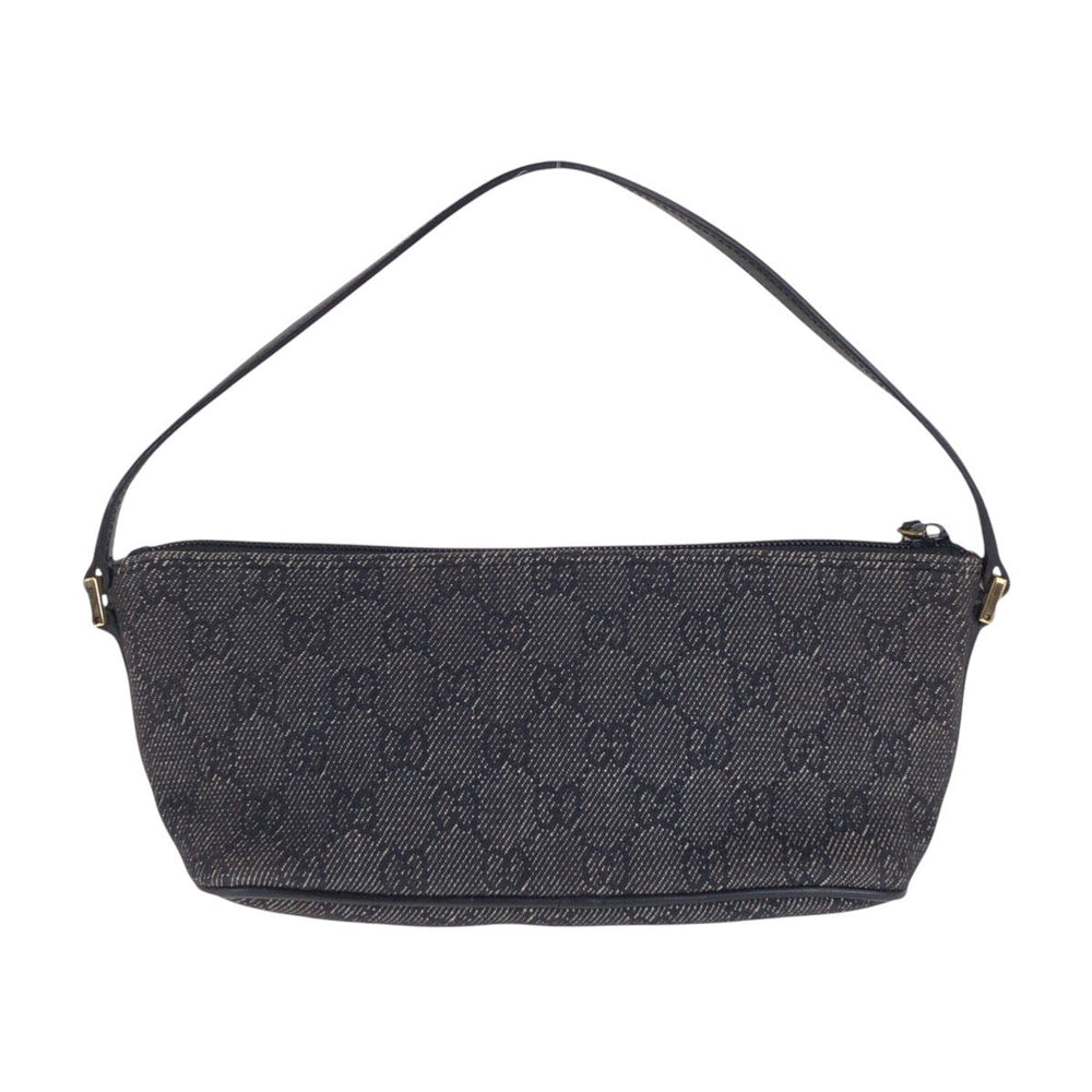 GUCCI Handbag 7198 GG canvas, leather Black GoldMetal Handbag accessory pouch Women Used Authentic