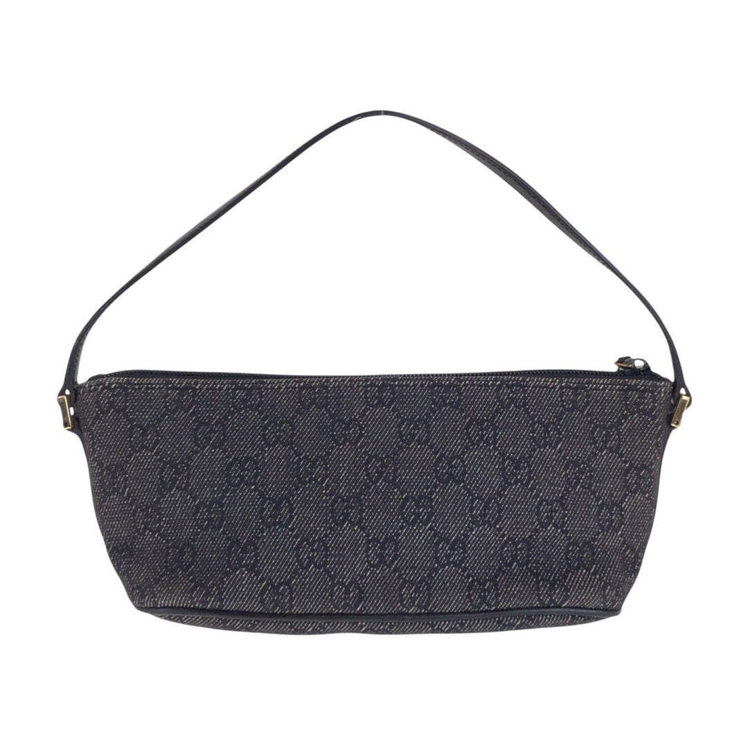 GUCCI Handbag 7198 GG canvas, leather Black GoldMetal Handbag accessory pouch Women Used Authentic