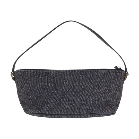 GUCCI Handbag 7198 GG canvas, leather Black GoldMetal Handbag accessory pouch Women Used Authentic