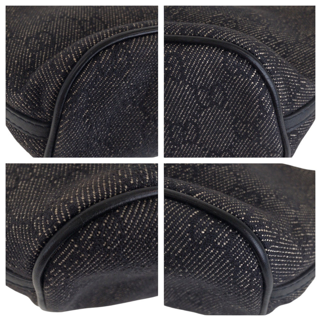 GUCCI Handbag 7198 GG canvas, leather Black GoldMetal Handbag accessory pouch Women Used Authentic