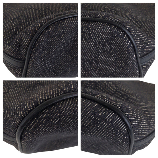 GUCCI Handbag 7198 GG canvas, leather Black GoldMetal Handbag accessory pouch Women Used Authentic