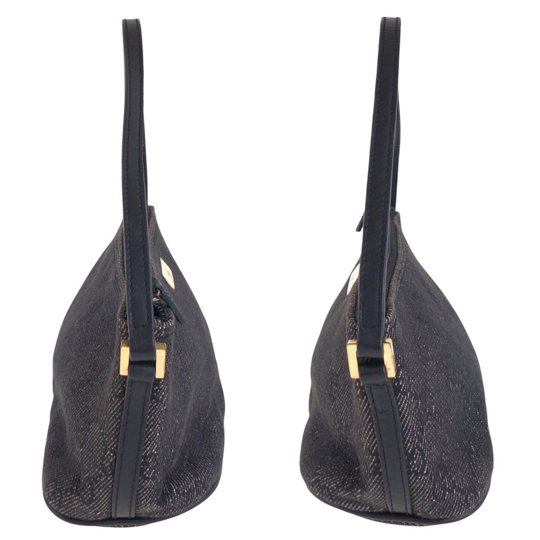 GUCCI Handbag 7198 GG canvas, leather Black GoldMetal Handbag accessory pouch Women Used Authentic