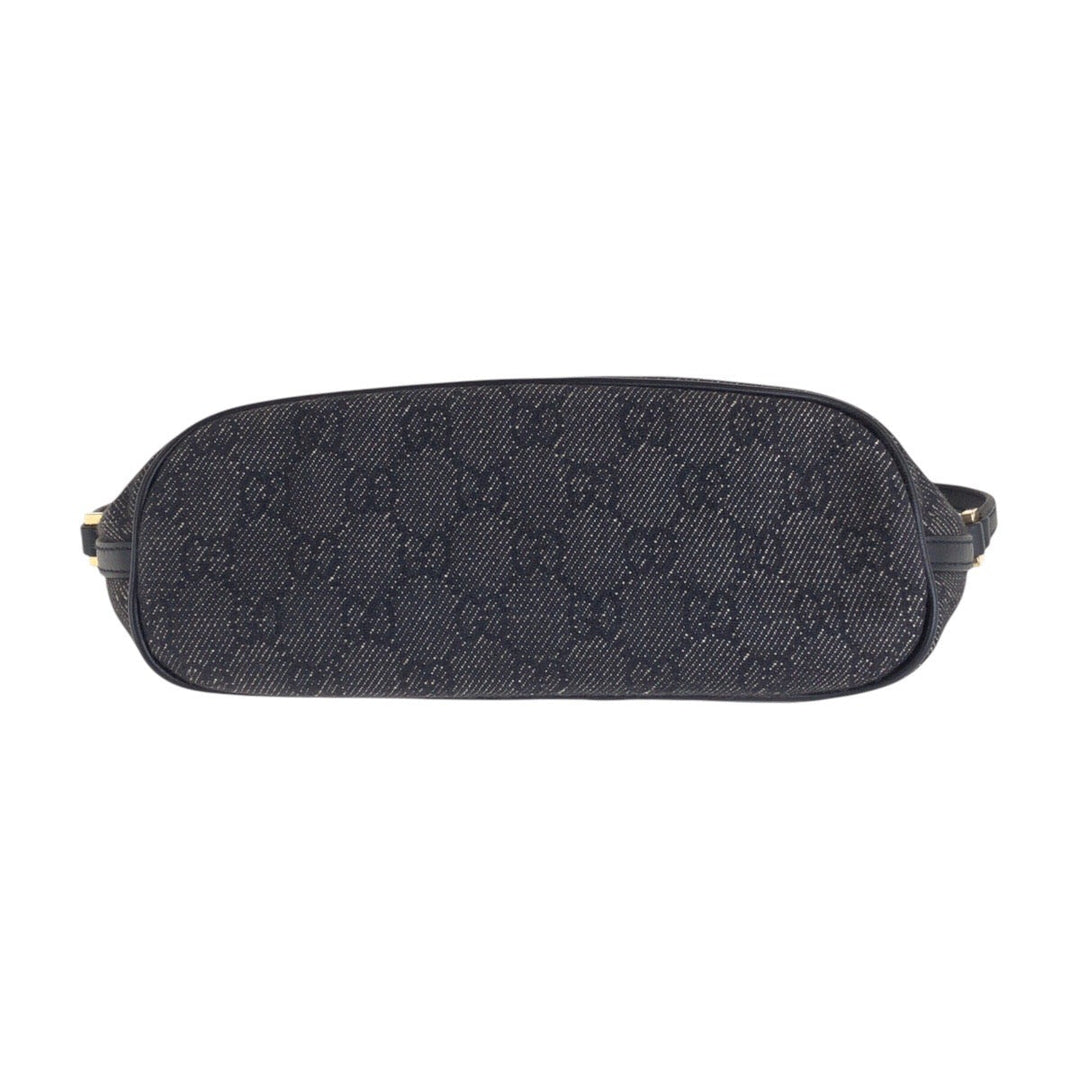 GUCCI Handbag 7198 GG canvas, leather Black GoldMetal Handbag accessory pouch Women Used Authentic