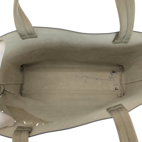 PRADA Tote Bag leather White SilverMetal Tote Bag Shoulder Bag Punching logo Women Used Authentic