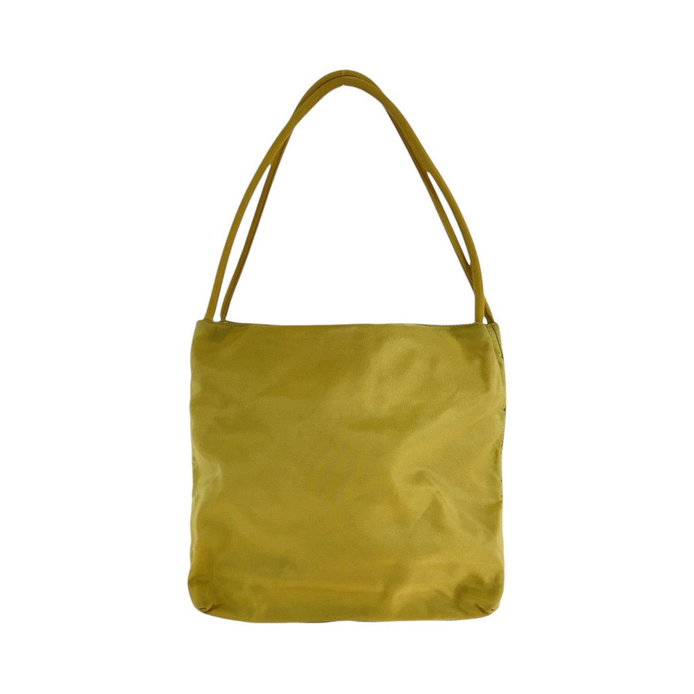 PRADA Tote Bag Nylon Yellow SilverMetal Shoulder Bag Tote Bag Test Triangle With logo Women Used Authentic