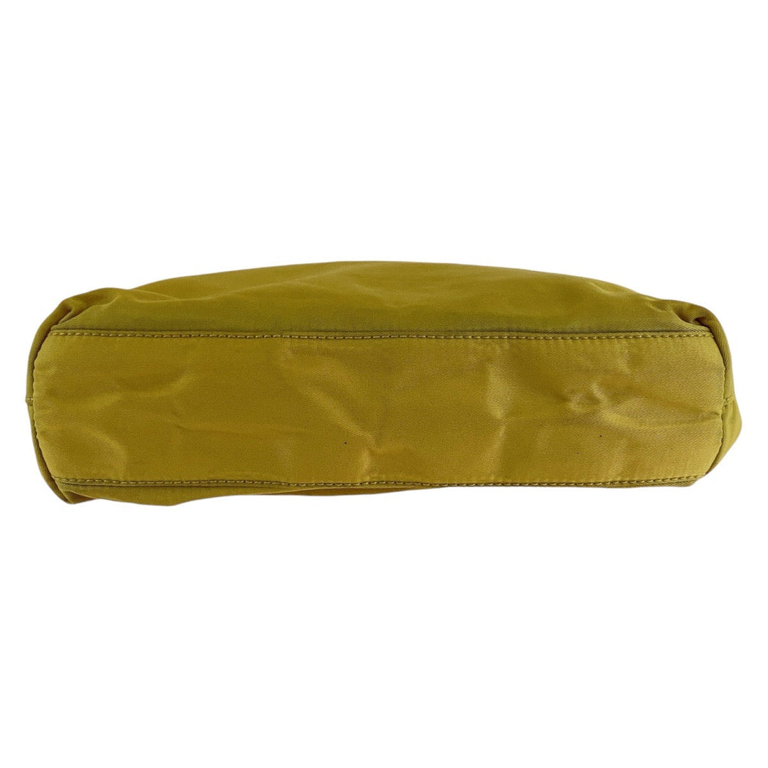PRADA Tote Bag Nylon Yellow SilverMetal Shoulder Bag Tote Bag Test Triangle With logo Women Used Authentic