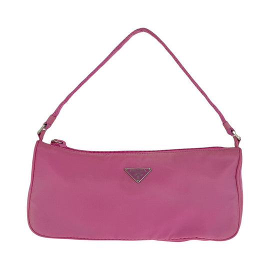 PRADA Handbag Nylon Pink SilverMetal Handbag accessory pouch Test Triangle With logo Women Used Authentic
