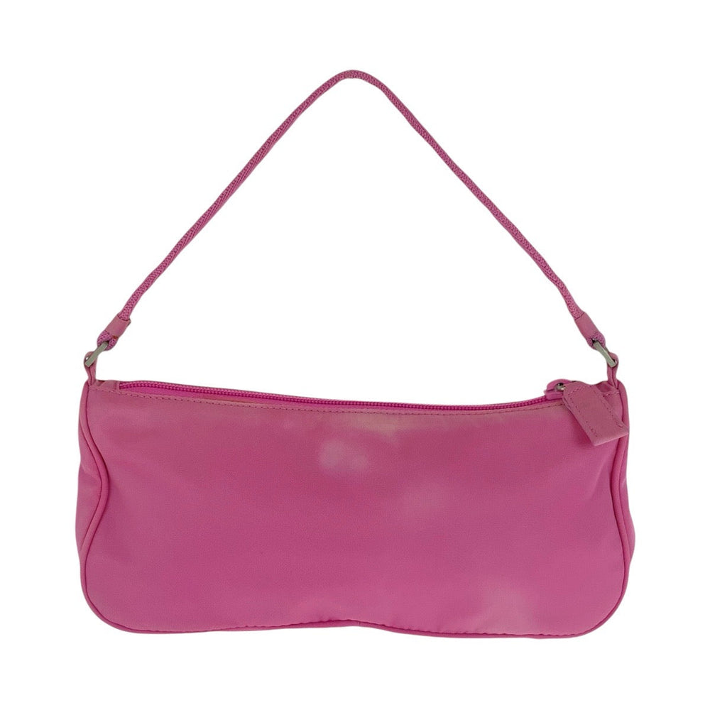 PRADA Handbag Nylon Pink SilverMetal Handbag accessory pouch Test Triangle With logo Women Used Authentic