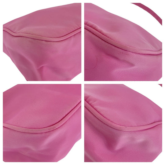PRADA Handbag Nylon Pink SilverMetal Handbag accessory pouch Test Triangle With logo Women Used Authentic