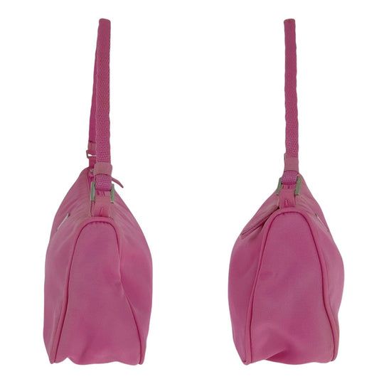 PRADA Handbag Nylon Pink SilverMetal Handbag accessory pouch Test Triangle With logo Women Used Authentic
