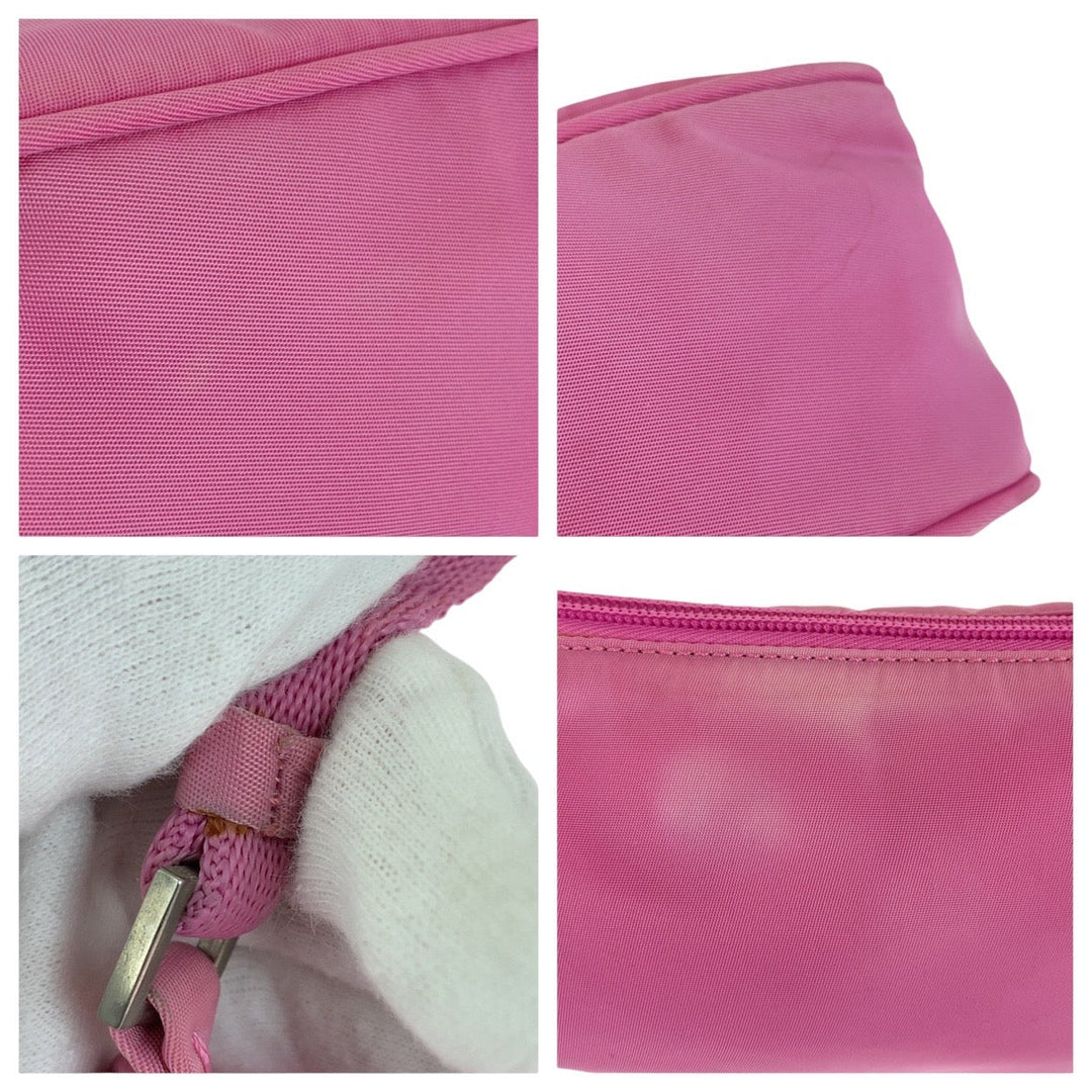 PRADA Handbag Nylon Pink SilverMetal Handbag accessory pouch Test Triangle With logo Women Used Authentic