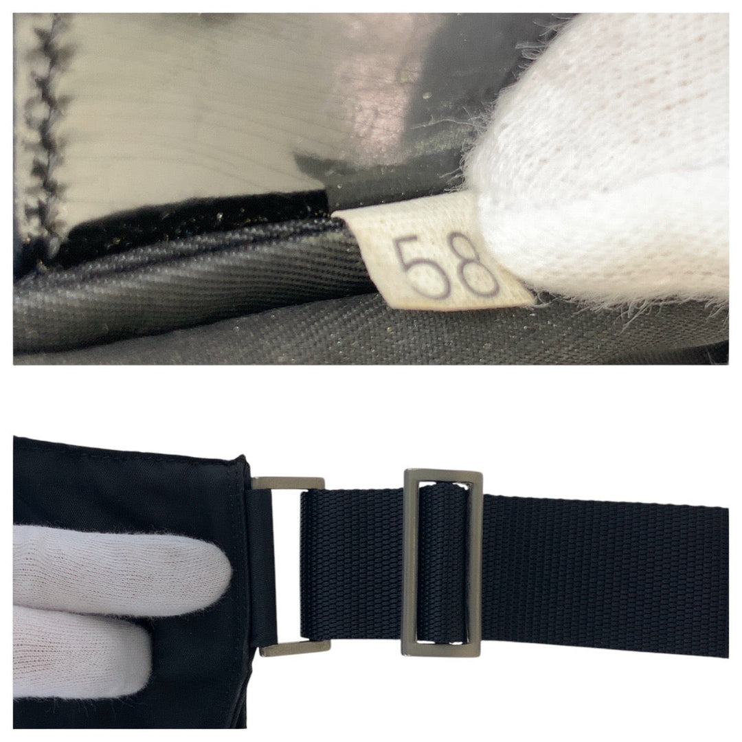 PRADA Shoulder Bag Nylon Black SilverMetal Shoulder Bag pochette Test Triangle With logo mens Used Authentic